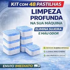 Pastilhas para Máquina de Lavar Elimina Resíduos e Odor Limpeza Profunda Kit 6/12/24/48