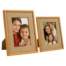 Kit 2 Porta Retratos Tecido Trançado Mdf 10x15 & 15x20 - Collection