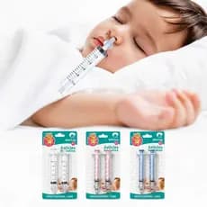 Kit Seringa Lavador Aspirador Nasal Limpeza Infantil Bico Silicone Nariz Bebê Catarro Secreção