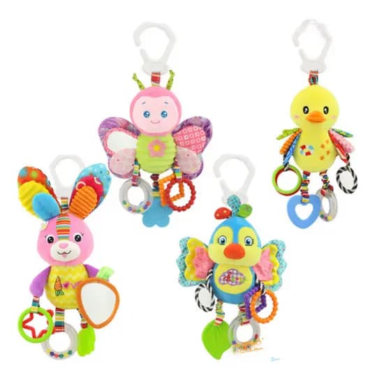 Mobile Pelúcia Com Chocalho Mordedor Sensorial Berço Bebê Conforto