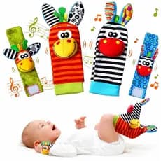Kit Meias E Pulseiras Com Chocalhos Sozzy Criança Brinquedo Coordenação Motora  - Envio em 24 Hrs