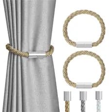 Lumai Prendedor Cortina Magnético Forte Ímã Metal Amarrador Abraçadeira Kit 2 Corda Decorativo