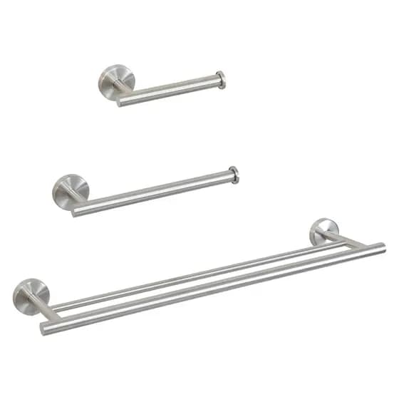 Lumai Kit Banheiro Inox 3 Peças Toalheiro Duplo Porta Papel Toalha Acessórios Fosco 60cm