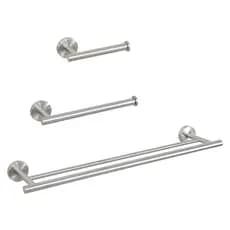 Lumai Kit Acessórios Banheiro Inox 3 Peças Toalheiro Duplo Porta Papel Suporte Fosco