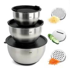 Lumai Kit 3 Bowls Tigela Inox Tampa Hermética Ralador Fatiador Base Antiderrapante 1L 2.5L 4.5L