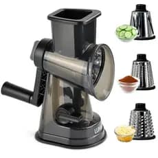 Lumai Ralador Fatiador Cortador Legumes Queijo Cozinha Manual Manivela Inox 3 Lâminas Ventosa