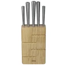 Lumai Kit 5 Facas Inox Cepo Madeira Suporte Organizador Cozinha Chef Santoku Pão Carne