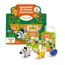 Apontador Blocos De Montar Tipo Lego Caixa  Surpresa  Animais  Aleatório  Leo&Leo  Material  Escolar