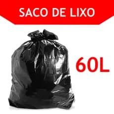 Saco de lixo preto resistente e econômico 60 litros kit com 10 unidades