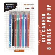 Kit Caneta Gel Com 8 Unidades Pop-up 0.5mm Colorida  Leo&Leo Material Escolar Escrita Macia