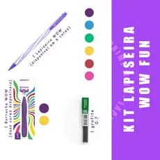 Kit Lapiseira 0,7mm Borracha  Grafite Wow Fun Divertida Colorida Listras Tipo Spiro Escolar  Leo&Leo