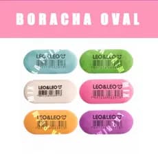 Kit Borracha Oval Colorida 02 Unidades Leo&Leo  Material Escolar Volta as Aulas Color Borracha Macia