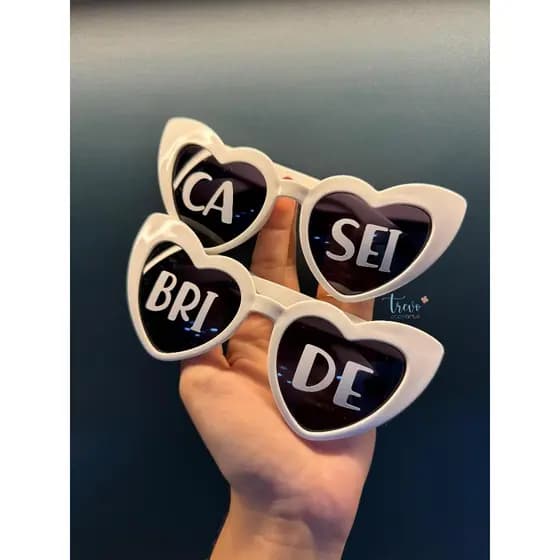 2 Óculos Coração Personalizado para festas noiva, formatura, aniversário