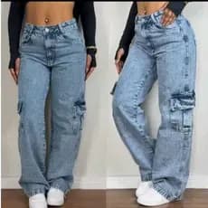 CALÇA  JEANS WIDE LEG JEANS PANTALONA BOCA LARGA PREMIUM