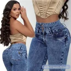 Calça Jeans Skinny Feminina Cintura Cós Alta Com Lycra Elastano