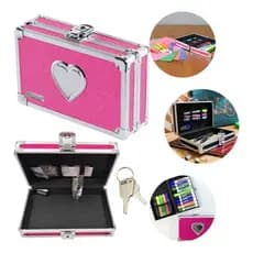 Caixa Organizadora Vaultz C/chave Rosa Coração 803299