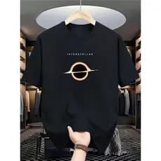 Camiseta Espaço Unissex Estampa Buraco Negro Futurista Camisa Casual Minimalista