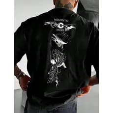 Camiseta Memento Mori Unissex Estampa Filosófica Arte Minimalista Camisa Casual