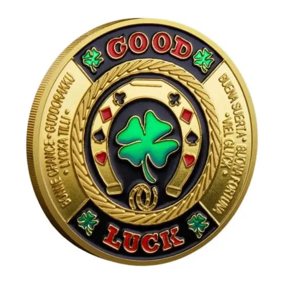 Moeda Poker Good Luck Boa Sorte Trevo Token Protetor Case