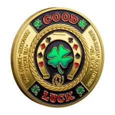 Moeda Poker Good Luck Boa Sorte Trevo Token Protetor Case