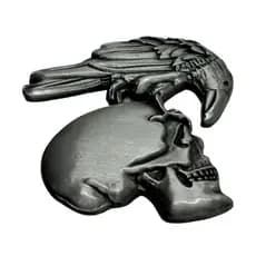 Pin Broche Botton Crânio Skull Caveira Corvo Moto Rock Metal