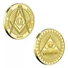 Moeda Maçonaria Maçom Freemason Fraternal Irmandade Dourado