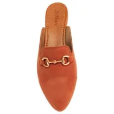 Mule Feminino Nobuk Aveludado Caramelo, Pink com Enfeite ABS, Confortável, Num. 34 ao 44