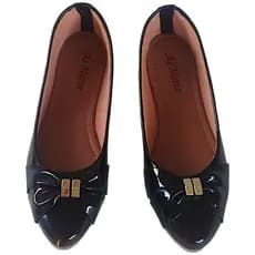Sapatilha Feminina Verniz Preto Bico Fino Confortável Elegante Moda Casual Social Trabalho Dia a Dia