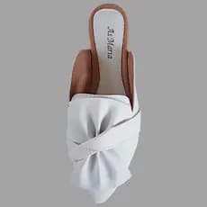 Mule Feminino Branco com Laço, Salto 1cm, Espuma 1mm, Numeração 34 ao 44 Confortável