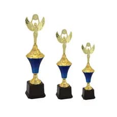 Kit 3 Troféus Taça Primeiro Segundo Terceiro Lugar Futebol Campo Quadra Premiação