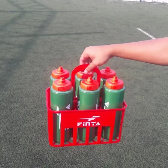 Kit Garrafas Futebol Com Cesta 6 Squeezes Finta Válvula Automática Original