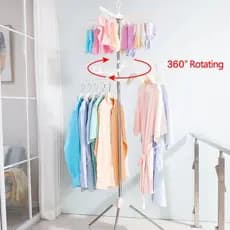 Cabide Suporte Para Pendurar Roupas Arara Cabideiro Articulado com Braços Giratórios - Branca