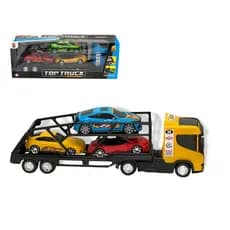 Brinquedo Caminhão Cegonha Grande com 3 Carrinhos - Amarelo
