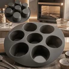 Forma Silicone Assar Cupcake Airfryer 7 Cavidades Antiaderente Resistente Diversas Cores