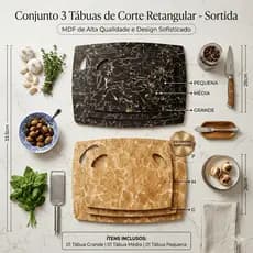 Kit Três Tábuas Corte Plástico Antiderrapante Cores Variadas Praticidade Durabilidade