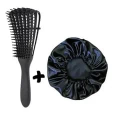 Escova Polvo Para Cabelo Cacheado Mais Touca Cetim