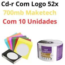 CD-R virgem 52x 700MB 80min MAKETECH Kit com 10 Unidades