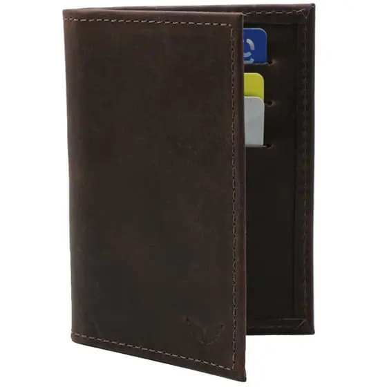 Carteira Masculina Slim Couro Porta Rg Porta Cartões Café