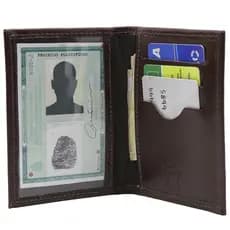 Carteira Masculina Slim Couro Porta Rg Porta Cartões Café Liso