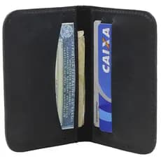 Carteira Masculina Pequena Porta Cartões Couro Slim Preto
