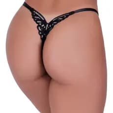 Linda Calcinha Sensual Fio Dental  Duplo Bordada em Borboleta com Regulagem