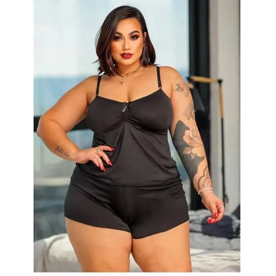 Baby Doll Short Doll Plus Size sem bojo pijama Feminino