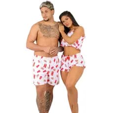 Lindo Kit Casal Baby Doll  e cueca Samba Canção De Algodão  conjunto Netflix