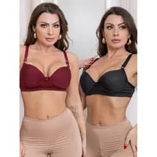 Kit com 2 Sutiãs Sustentação solteirinho com bojo alça reforçada sutiã feminino