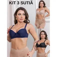 Kit com 3  Sutiãs Sustentação solteirinho com bojo alça reforçada sutiã feminino