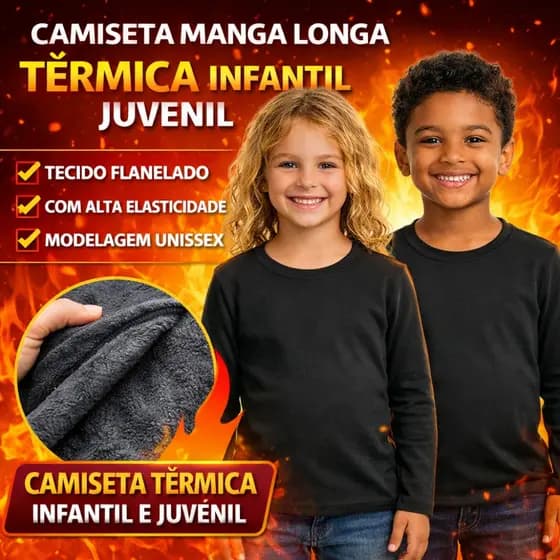 Blusa Camiseta Térmica Infantil Juvenil  Manga Longa Inverno