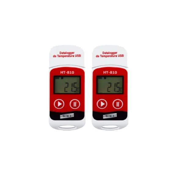 Kit 2 Datalogger Digital Escala -30 A 70°C 32000 Dados Termômetro °C °F Usb Software Ht-810 Portátil