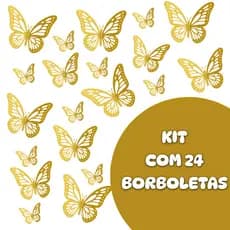 Kit 24 Borboletas Decorativas Artificial 3D para Decoração de Parede Festa Balão Bexiga Jardim