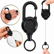 Chaveiro Retrátil Mosquetão Tático Cordão Extensível Resistente Para Mochila Anti-Perda 60 Cm