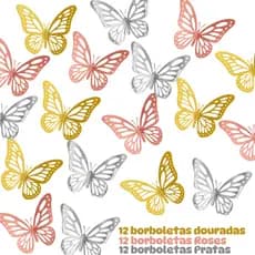 Kit 36 Borboletas Decorativas Artificial 3D para Decoração de Parede Festa Balão Bexiga Jardim